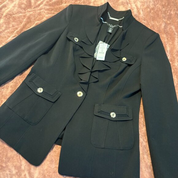 White House Black Market ruffle collar black blazer NWT - Picture 6 of 13
